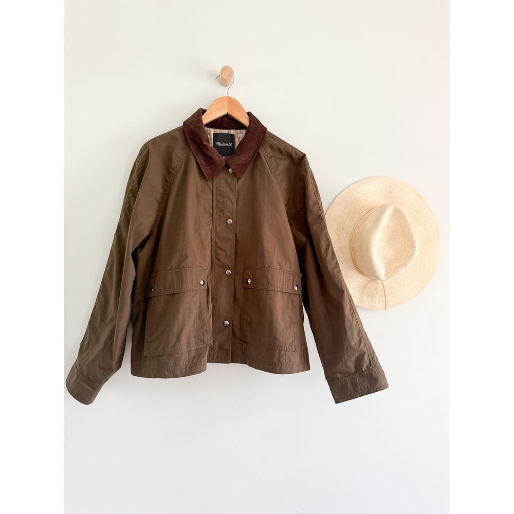 Madewell | NWT Waxed Zip Front Jacket in Trench Green | Sz XL - Picture 2 of 12